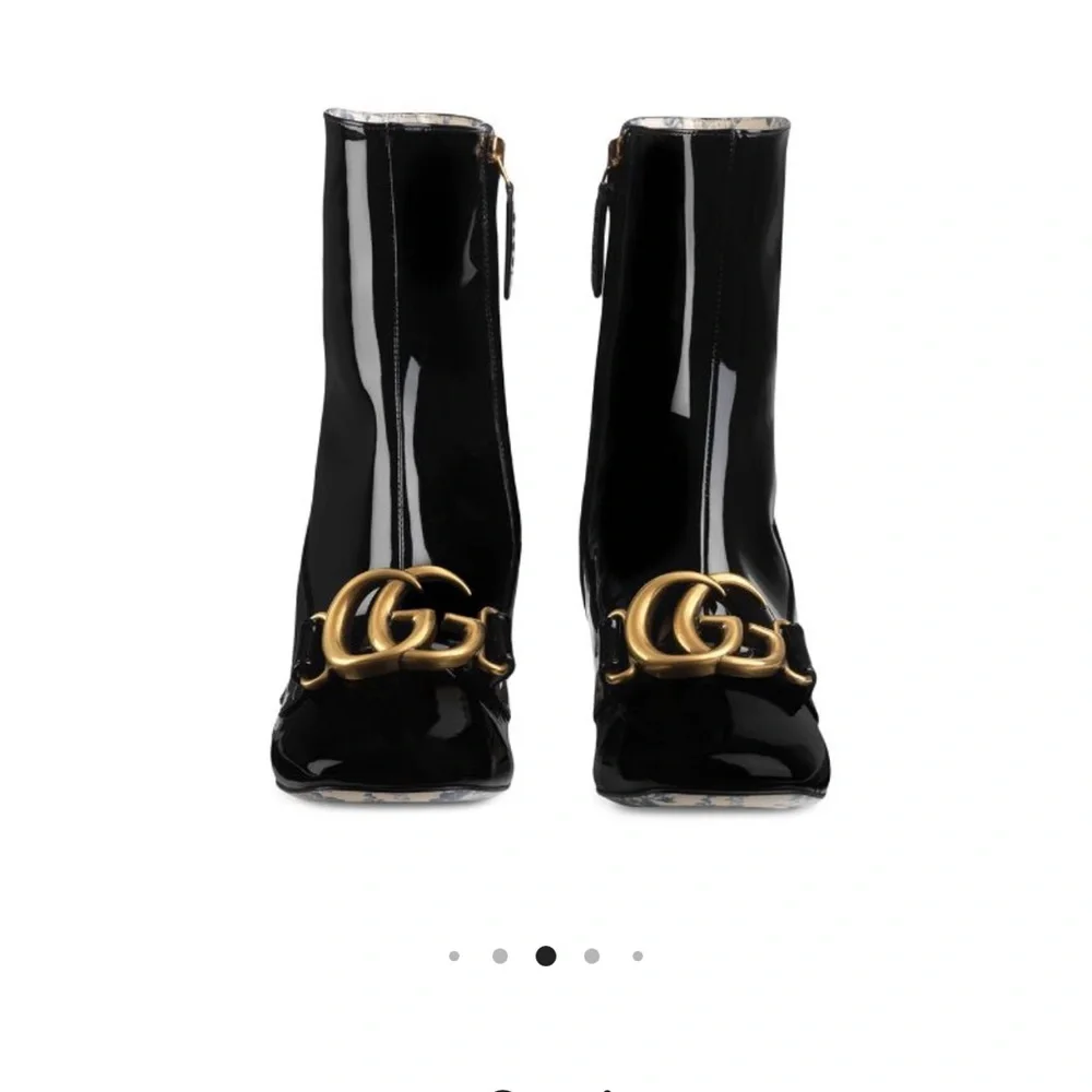 GUCCI 100% authentic,Bootie Leather Vitello Vernice, soft Nero Marmont, GG NWT - Picture 7 of 16